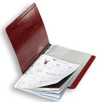 Preview: Sisi, A4 folder, with clear pockets, inside view croco pattern red