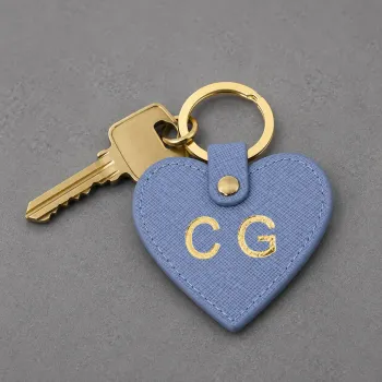 Preview: Trixi Gronau leathe key fob, gray, heart shape, embossed hot foil with key