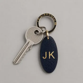 Trixi Gronau leather key fob Urbany Tejus Lizzard embossing blue, key