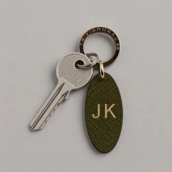 Trixi Gronau leather key fob Urbany Tejus Lizzard embossing olive, key