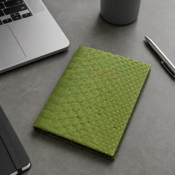 Preview: Notizbuch, Python olive gebunden, für Erinnerungen, Trixi Gronau, style