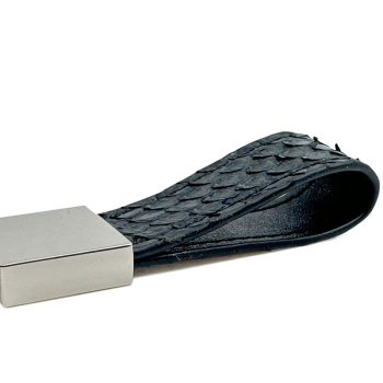 Preview: Trixi Gronau, key chain, Titus, snake leather, black, side
