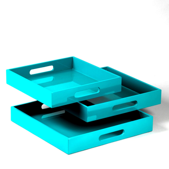 Tray, square, Outside paint Lacquer turquoise
