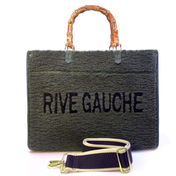 Tote, Udele, Rive Gauche,  oliv fake fur, mit gurt