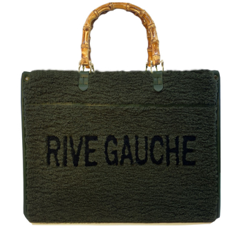 Tote, Udele, Rive Gauche,  oliv fake fur, front