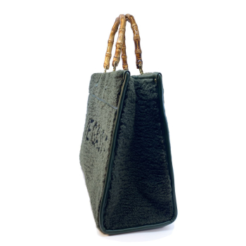 Tote, Udele, Rive Gauche,  oliv fake fur, seitlich