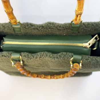 Tote, Udele, Rive Gauche,  oliv fake fur, top