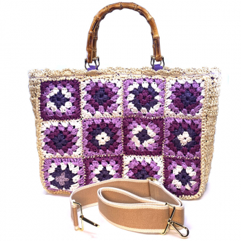 Trend tote, Carol multicolore, gehäckelt, Gurt beige