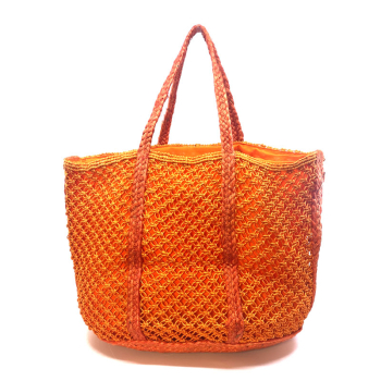 Tote Bag, Vimoda, Sun Day, orange, Jute, Stitching Sunday, back