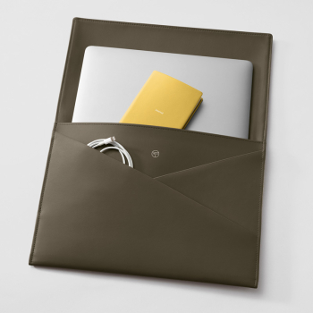 Treuleben leather Laptop Cache ranger green,  inside detail
