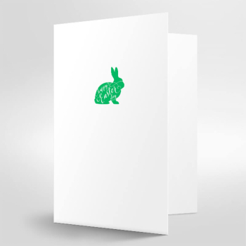Preview: Trixi Gronau • Osterkarte Hase grün, weiße Karte, Happy Easter Day, Heißfolienprägung,