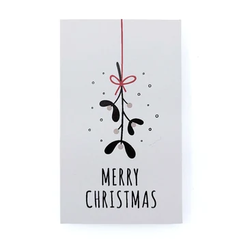 TRIXI GRONAU Mini-Weihnachtskarte Mistletoe Merry Christmas mit Mistelzweig, roter Schleife und schwarzer Schrift