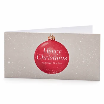 TRIXI GRONAU Mini-Weihnachtsklappkarte mit roter Weihnachtskugel und Merry Christmas Happy New Year Gruß