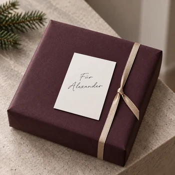 Preview: Weiße Rückseite der TRIXI GRONAU Mini-Weihnachtskarte mit handschriftlichem Beschriftungsbeispiel