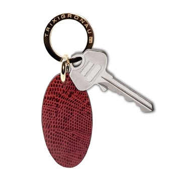 Trixi Gronau leather key fob Urbany Tejus Lizzard embossingaubergine