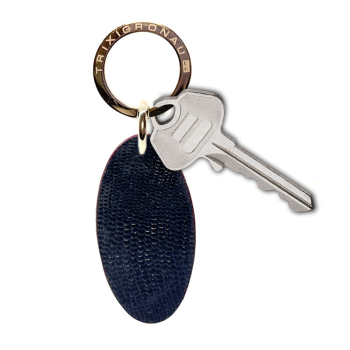 Trixi Gronau leather key fob Urbany Tejus Lizzard embossing blue