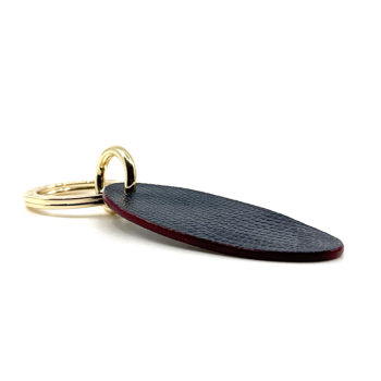 Preview: Trixi Gronau leather key fob Urbany Tejus Lizzard embossing blue, side