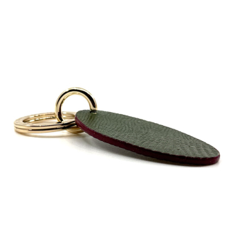 Preview: Trixi Gronau leather key fob Urbany Tejus Lizzard embossing olive, side
