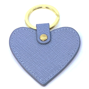 Trixi Gronau leathe key fob, gray, heart shape,front