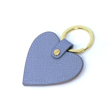 Trixi Gronau leather key fob, gray, heart shape, side