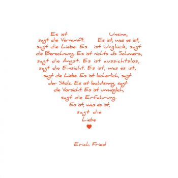 Bild auf Leinwand Liebesgedicht weiss, SDruck orange
