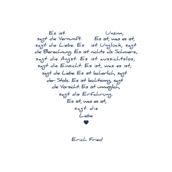 Bild auf Leinwand Liebesgedicht weiss, Druck blau