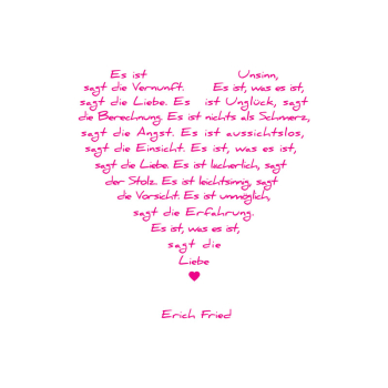 Bild auf Leinwand Liebesgedicht weiss, Druck pink, Seitenansicht