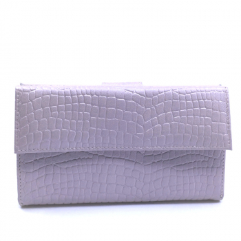 Purse Nina, Leather, Color glossy light rose, croco embossing by Trixi Gronau, back