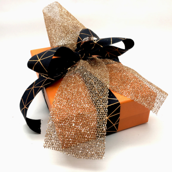 Geschenkband, Cadre, schwarz, Heißfoliendruck in Kupfer, style