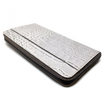 Trixi Gronau, Zipp Purse Fleur, Leather, Color grey, crocodile pattern