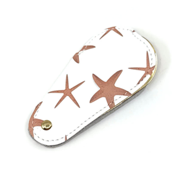 Preview: Utile4 Reise-Schuhanzieher  Starfishm Seestern leder weiß print Seesterne, Rückseite