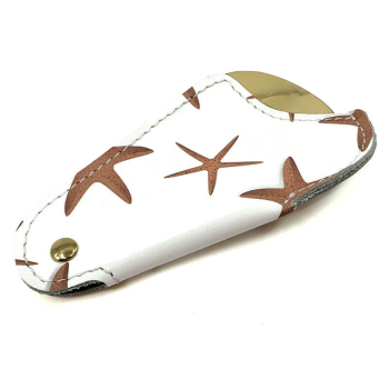 Preview: Utile4 Reise-Schuhanzieher  Starfishm Seestern leder weiß print Seesterne geschlossen