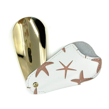 Preview: Utile4 Reise-Schuhanzieher  Starfishm Seestern leder weiß print Seesterne, offen
