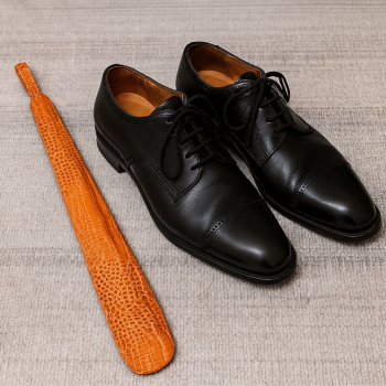 Preview: Utile4 Schuhanzieher Pelle Leder Krokoprägung orange, style