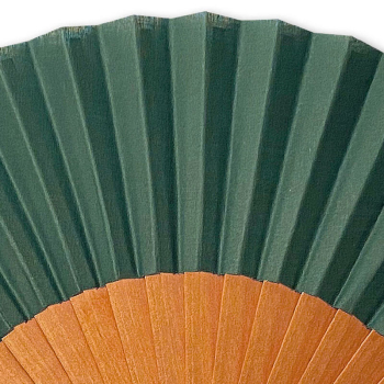 Preview: Vera Pilo Fächer MINI ECOLOLO, Holzrahmen braun, dunkelgrün, detail