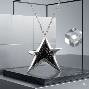 Preview: a cuckoo Moment, pendants star, sterling silver, black stingray, with chain