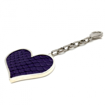 a cuckoo moment, key fob Heart, ptython leather purple , side