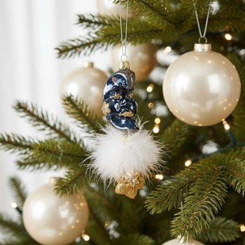Preview: Christborn MOND Weihnachtsbaumschmuck am Tannenbaum mit warmen Lichtern