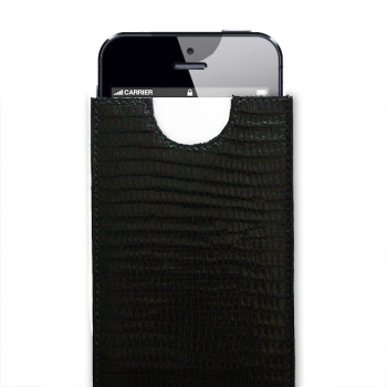 I Phone Case, lizard pattern black, leather, Trixi Gronau, detail view