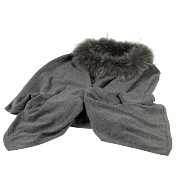 Poncho knitted new wool, finnraccoon, grey, Inochi