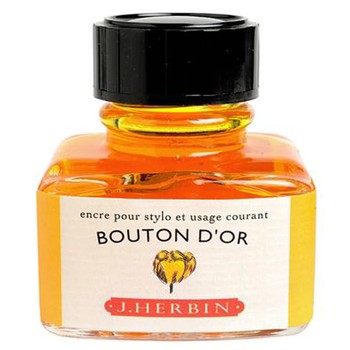 Jacques Herbin Bouton d’Or goldgelbe Tinte im 30-ml-Glasflakon mit schwarzem Schraubverschluss