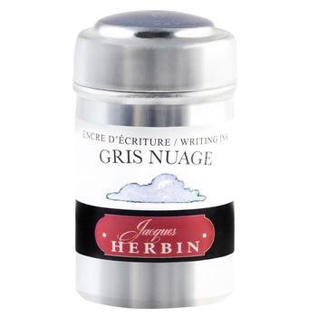 Jacques Herbin Gris Nuage geschlossene Aluminiumdose mit sechs Tintenpatronen in Grau