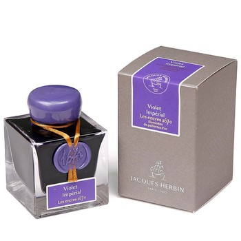 Jacques Herbin 1670 Tinte Violet Impérial 50 ml mit Goldschimmer und Originalverpackung