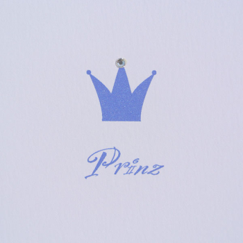 Trixi Gronau  Prinz Babykarte mit Swarovski Elements blau Farbe Offsetdruck blau Detail Krone