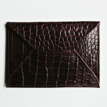 MIRA, mini envelope for businesscards, calfskin crocodile pattern bordeaux