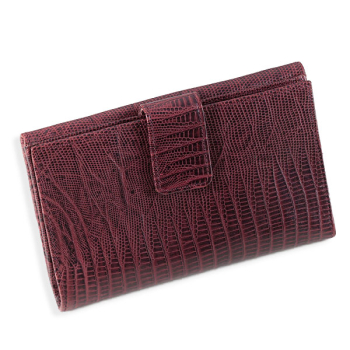 Purse Nina, Leather, Color aubergine, lizard embossing by Trixi Gronau