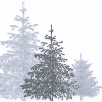 Preview: Paviot white Servietten printed mit grey trees,