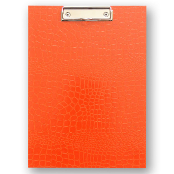 Clipboard A4 in Croco-Optik orange mit Klemm Mechanik