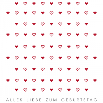 Trixi Gronau • viele kleine Herzen Glückwunschkarte,Farbe weiss Offsetdruck rot, grau, Motiv
