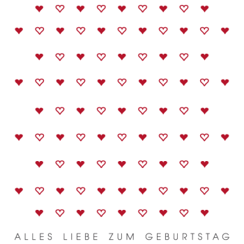 Many little hearts Greeting Card, Color white Offset printing red and grey, Detail